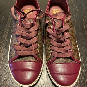 Womens Michael Kors sneakers size 9 burgundy brown shoes Authentic